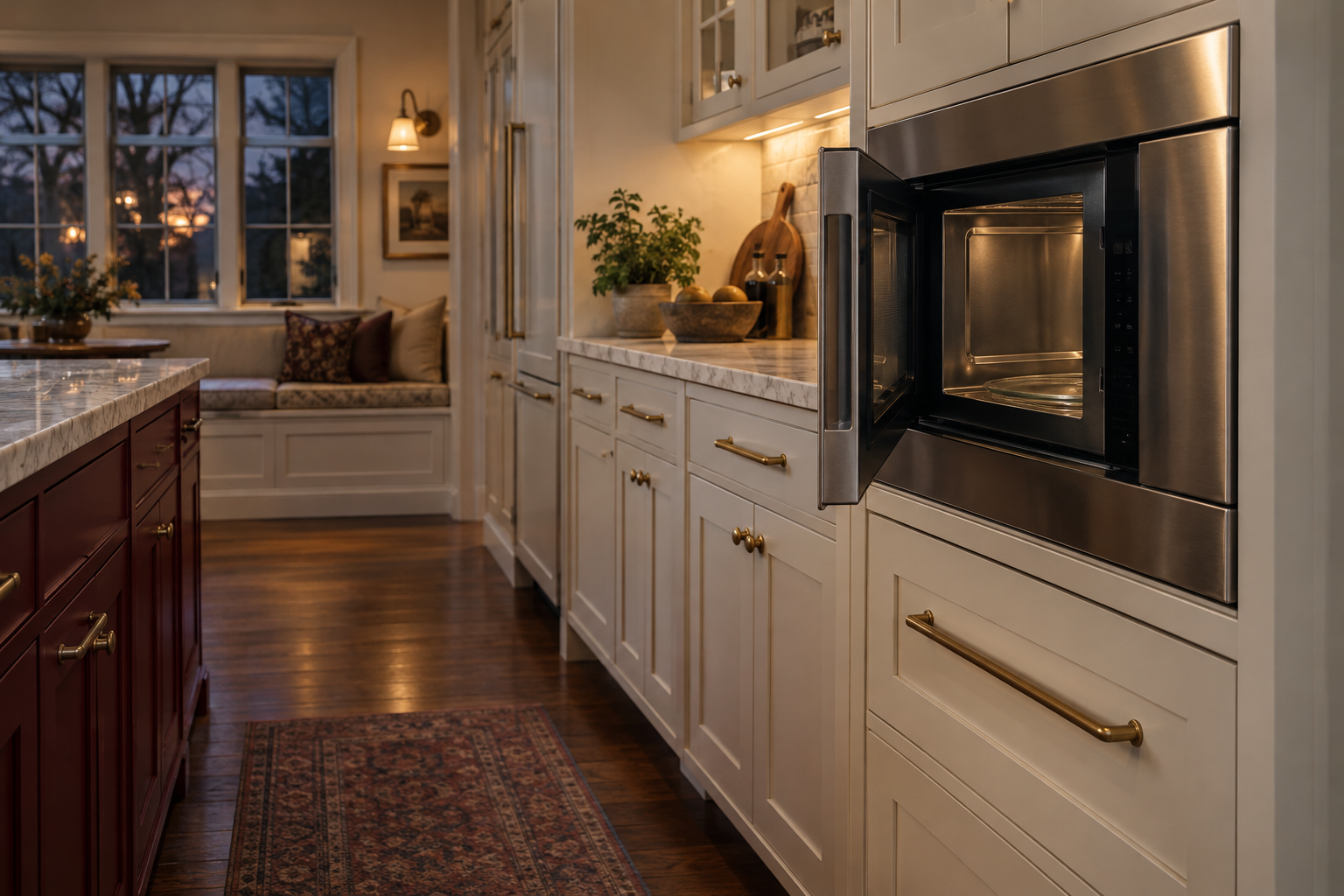Illustrative Wolf microwave in a residential kitchen — AI image for Viking Repair Pelham Manor
