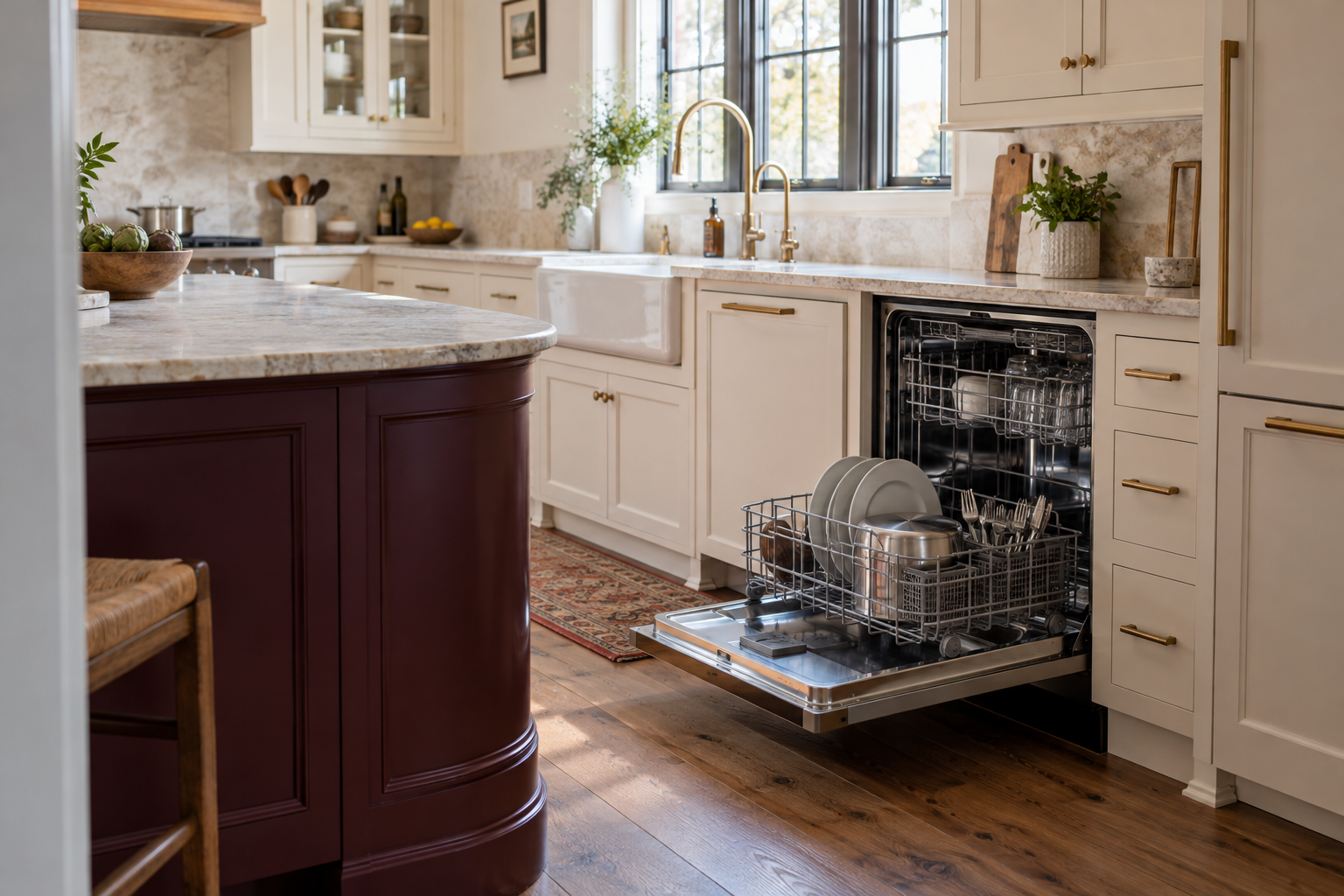 Illustrative Viking dishwasher in a residential kitchen — AI image for Viking Repair Pelham Manor
