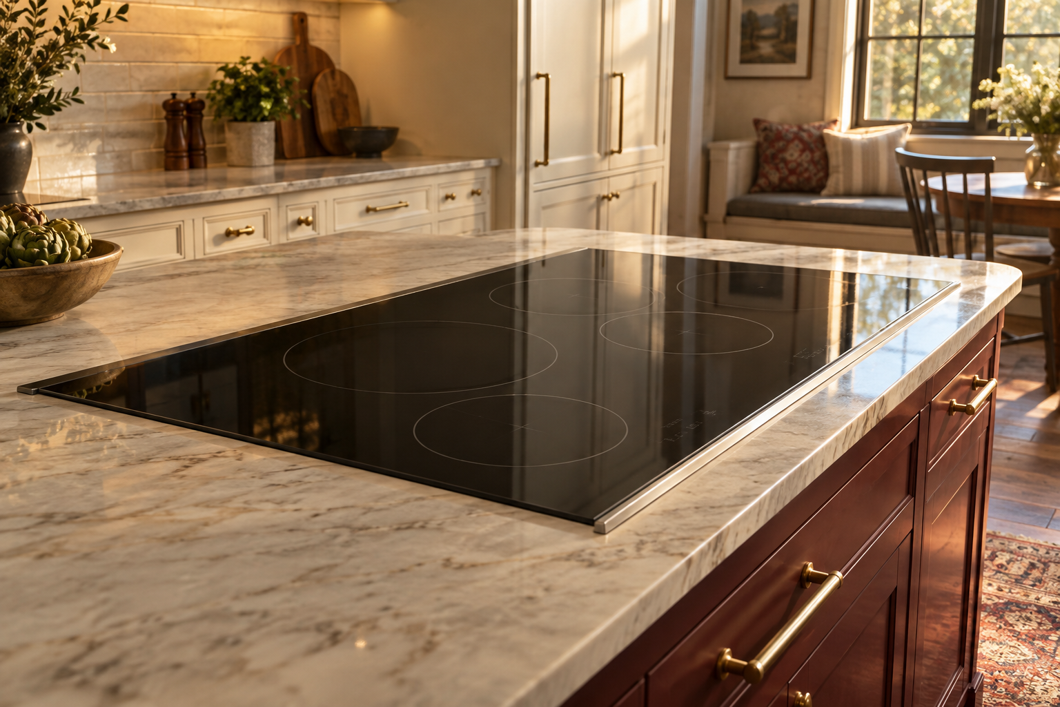 Illustrative Monogram cooktop in a residential kitchen — AI image for Viking Repair Pelham Manor