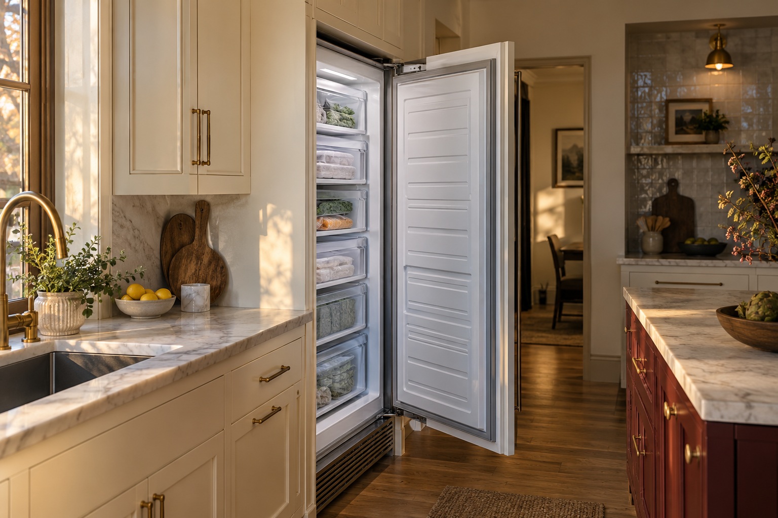 Illustrative Thermador freezer in a residential kitchen — AI image for Viking Repair Pelham Manor