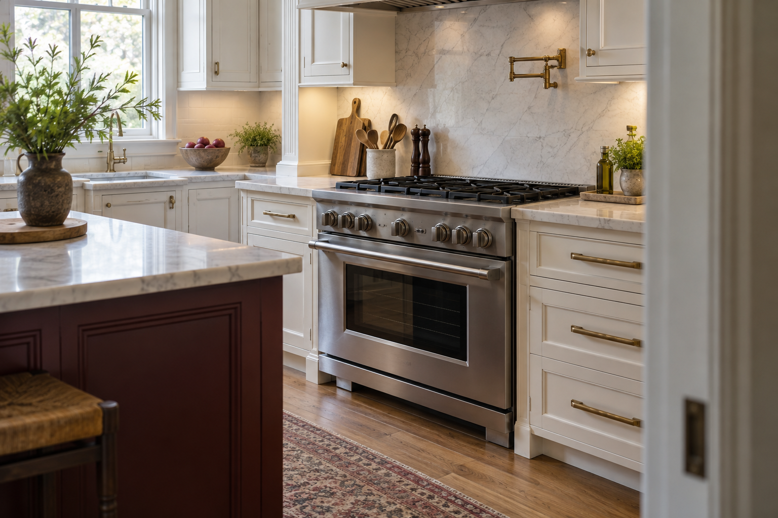 Illustrative Wolf range in a residential kitchen — AI image for Viking Repair Pelham Manor